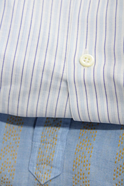 Proper Cloth Mens Blue Pinstriped Collar Long Sleeve Dress Shirt Size 44 Lot 2