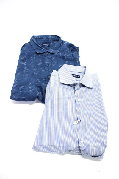 Proper Cloth Mens Dress Shirt Blue Printed Collar Button Down Shirt Size 42 Lot2