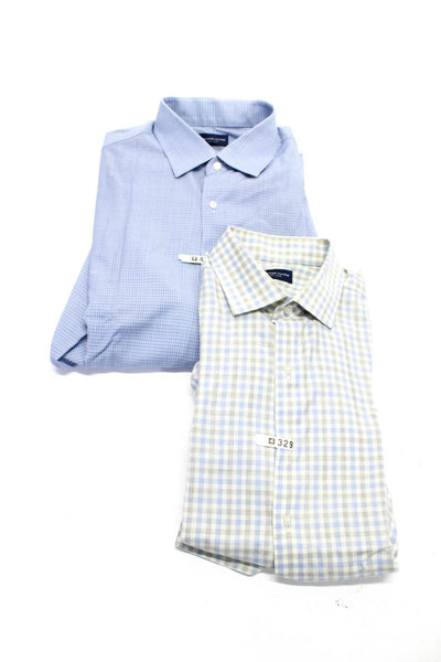 Proper Cloth Mens Blue Plaid Printed Collar Button Down Dress Shirt Size 42 Lot2