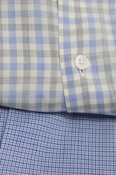 Proper Cloth Mens Blue Plaid Printed Collar Button Down Dress Shirt Size 42 Lot2