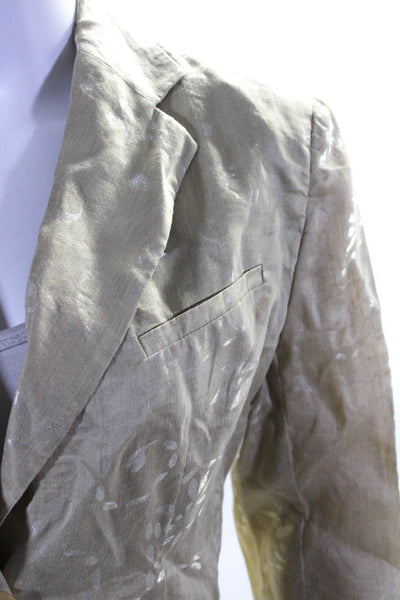 Giorgio Armani Le Collezioni Womens Two Button Floral Blazer Jacket Green 10