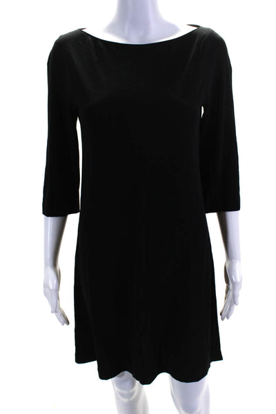 Lida Baday Womens Half Sleeve Scoop Neck Knit Shirt Dress Black Size Small
