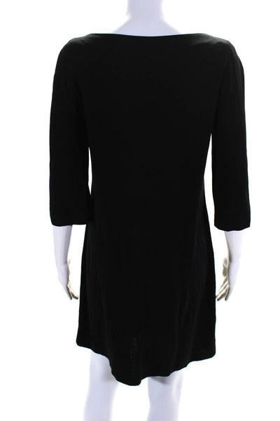 Lida Baday Womens Half Sleeve Scoop Neck Knit Shirt Dress Black Size Small