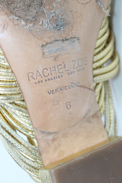 Rachel Zoe Womens Leather Strappy Slide On Sandals Gold Metallic Size 6