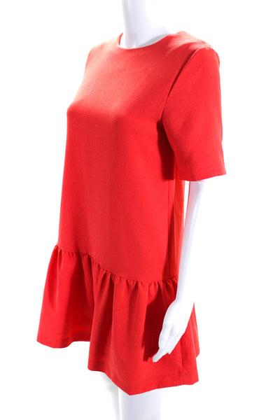 Suncoo Womens Crepe Short Sleeve Ruffled Drop Waist Dress Lipstick Red Size 10