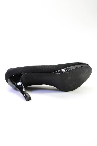 Tahari Women's Patent Leather Trim Platform Round Toe Pumps Black Size 9