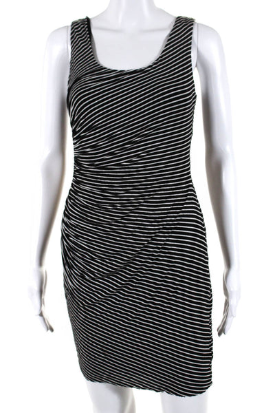 Bailey 44 Womens Stretch Striped Ruched Scoop Neck Tank Dress Black Size S