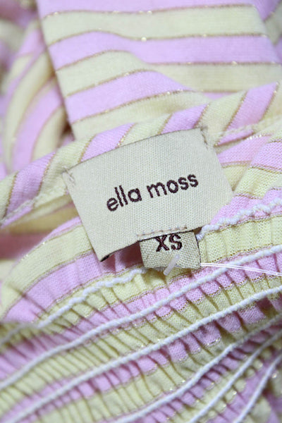 Ella Moss Womens Striped V-Neck Sleeveless Knee Length Dress Yellow Size XS