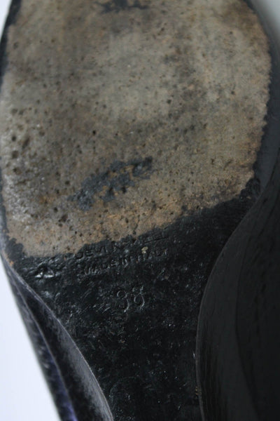Devi Kroell Womens Leather Snakeskin Embossed Wedge Pumps Black Size 8US 38EU