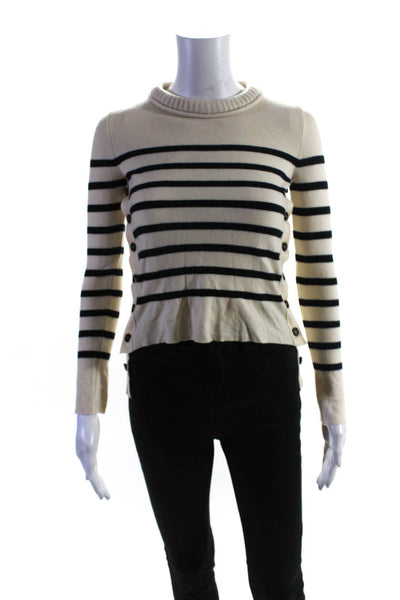 Alexander McQueen Womens Cotton Striped Print Layered Knit Top Beige Size XS