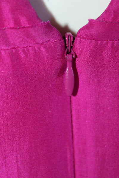 Robert Rodriguez Womens Ruffle Hem Sleeveless Satin Shift Dress Magenta Size 8