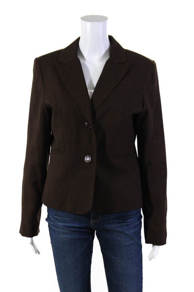 Giorgio Sant Angelo Womens Two Button Pointed Lapel Blazer Jacket Brown Size 10