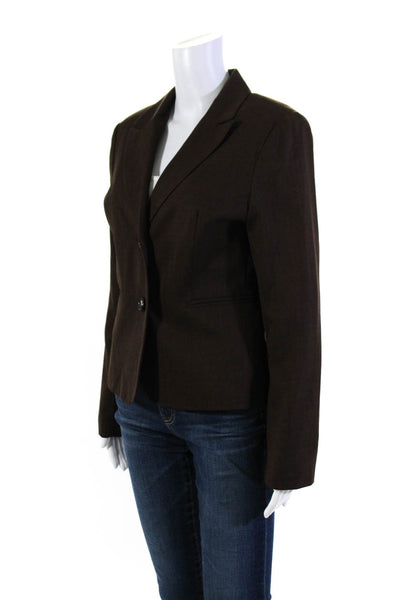 Giorgio Sant Angelo Womens Two Button Pointed Lapel Blazer Jacket Brown Size 10