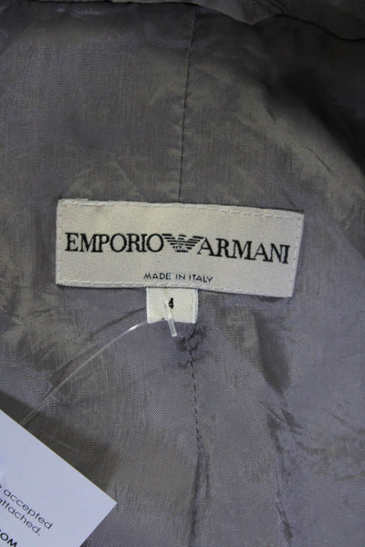 Emporio Armani Womens Single Button Notched Lapel Blazer Jacket Gray Size 4