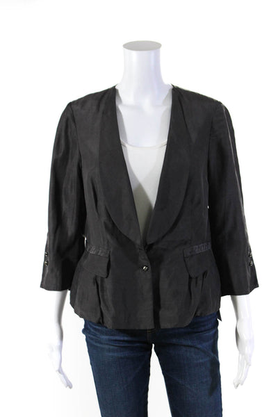 Robert Rodriguez Black Label Womens Two Button Cropped Jacket Gray Size 0