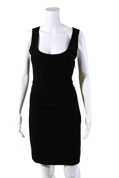 Iisli Womens Side Zip Sleeveless Lace Trim Scoop Neck Sheath Dress Black Size 8