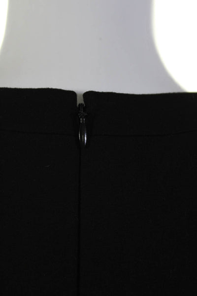 Tibi Womens Back Zip Sleeveless Leather Trim Sheath Dress Blue Black Size 2