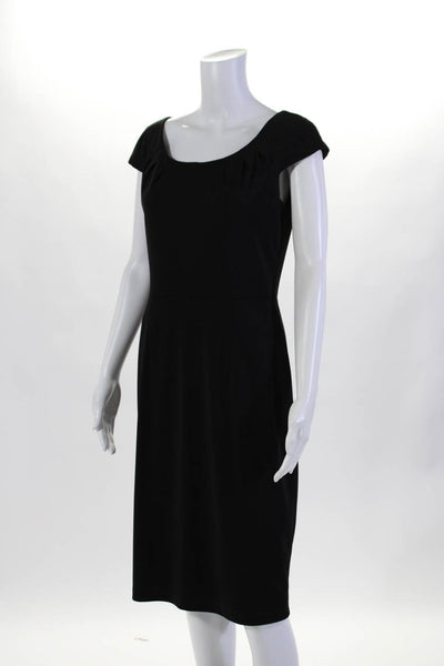 David Meister Womens Back Zip Sleeveless Scoop Neck Sheath Dress Black Size 6
