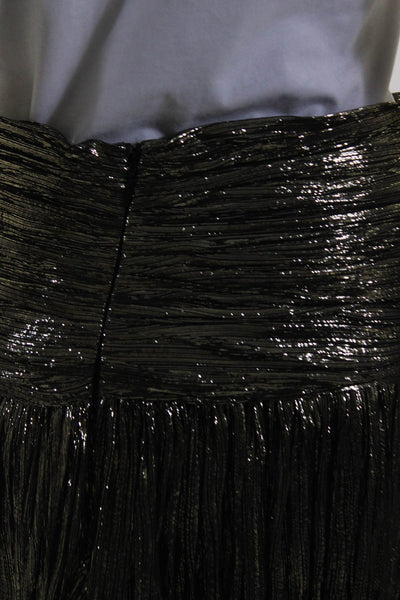 Saint Laurent Womens Metallic Gold Silk Drape Detail Midi A-Line Skirt Size S/M