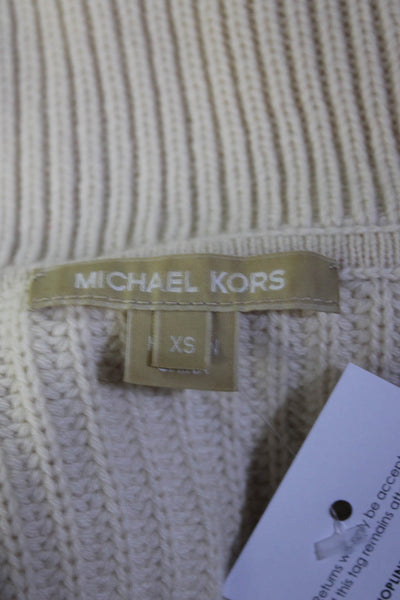 Michael Kors Women's Cashmere Open Front Short Cardigan Ivory Size XS