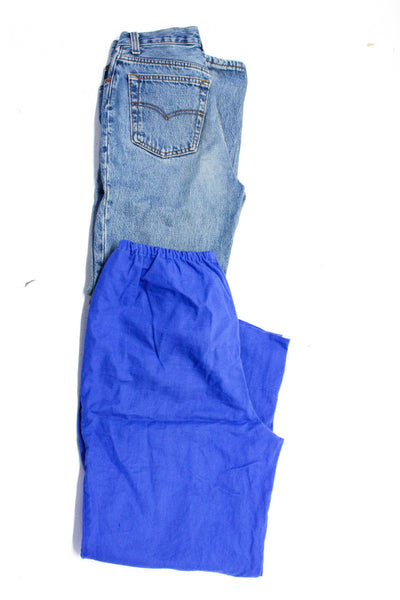 Levis Free People Womens Straight Leg Jeans Linen Pants Blue Size 5 XS Lot 2