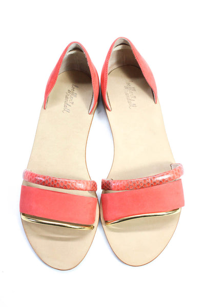 Loeffler Randall Women's Leather Open Toe Strappy D'Orsay Flats Red Size 9.5