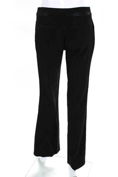 Rachel Roy Womens Woven Striped Mid Rise Straight Leg Dress Pants Black Size 0