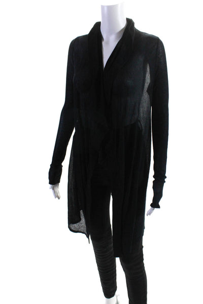 Helmut Lang Womens Long Sleeves Open Front Blouse Black Size Small