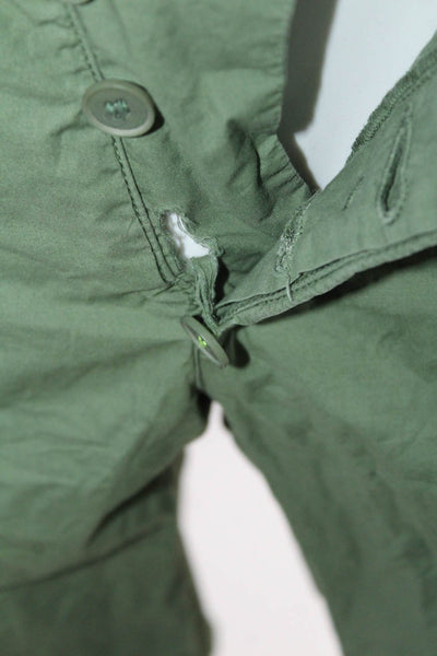 Tomas Maier Mens Low Rise Button Up Slim Leg Pants Green Cotton Size 32