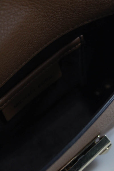 Michael Kors Grained Leather Studded Edge Push Lock Adjustable Belt Bag Brown