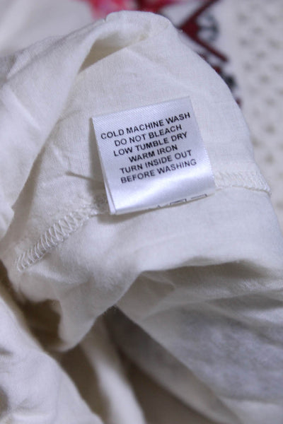 Tularosa Womens Cotton Cross Stich Off The Shoulder A-Line Dress Beige Size M