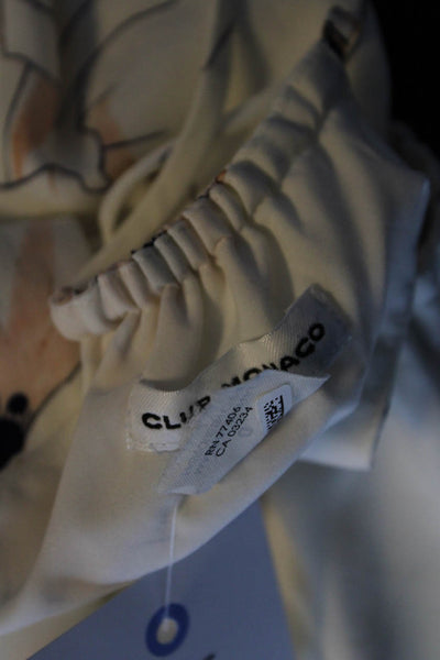 Club Monaco Womens Crepe Floral Printed Tie Back Sleeveless Romper White Size 0