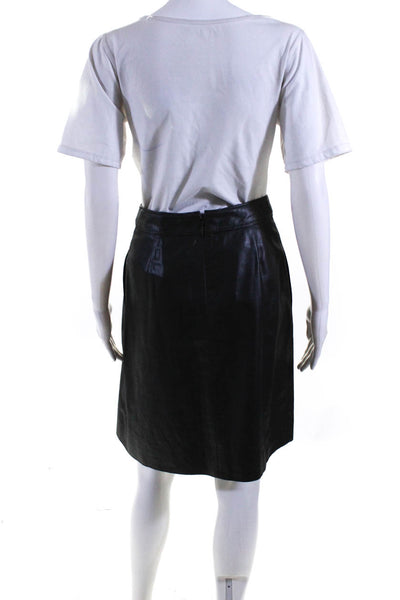 Tory Burch Women's Faux Leather Pleated Mini Skirt Black Size 2