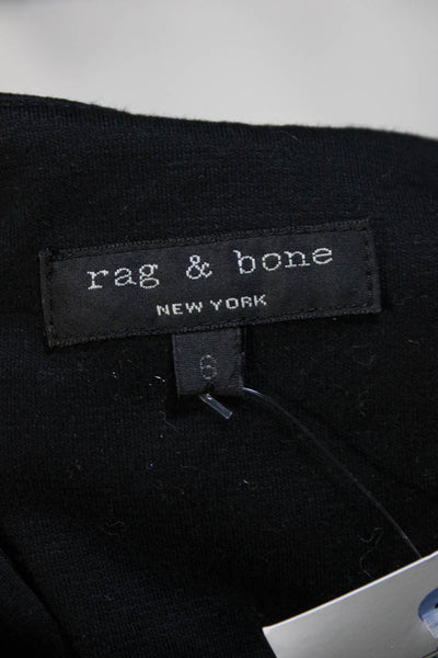 Rag & Bone Womens Stretch Ruched V-Neck Sleeveless Racerback Dress Black Size 6