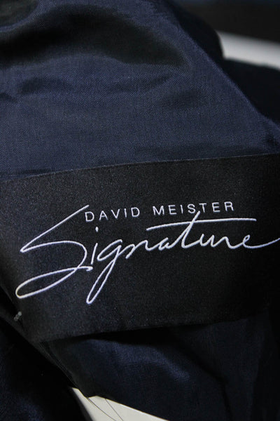 David Meister Womens Silk Pleated Sweetheart Neck Sleeveless Dress Navy Size 6