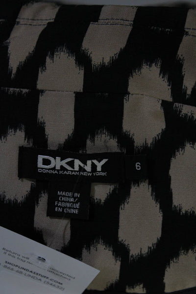 DKNY Womens Unlined Spotted Collared Snap Jacket Beige Black Cotton Silk Size 6