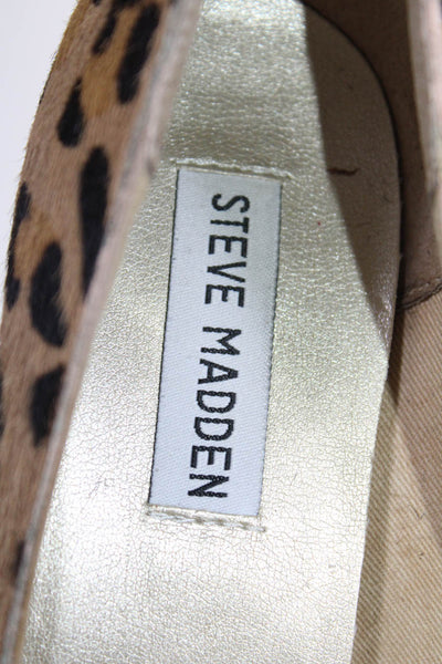 Steve Madden Womens Carmin Leopard Print Pony Hair Slip On Pumps Brown Size 8.5