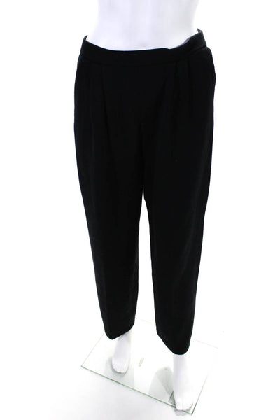 St. John Basics Womens Pleated Front High Rise Pants Black Wool Size 10