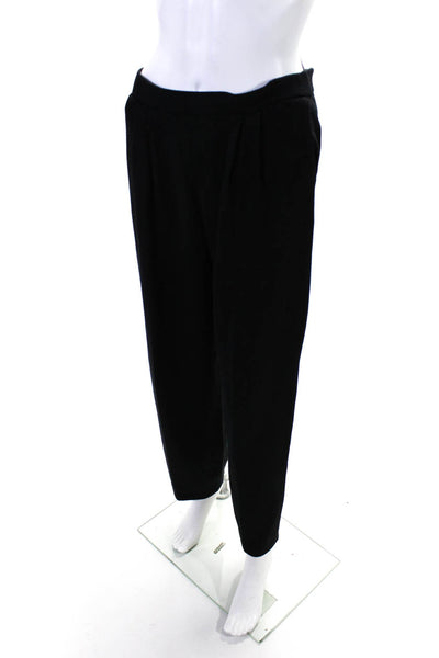 St. John Basics Womens Pleated Front High Rise Pants Black Wool Size 10