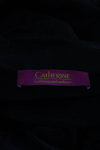 Catherine Catherine Malandrino Womens Leather V Neck A Line Dress Black Size Sma