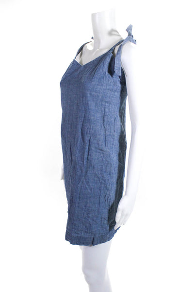 J Crew Womens Blue Chambray Square Neck Sleeveless Mini Dress Size XS 0 Lot 2