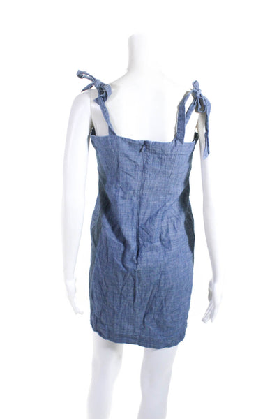 J Crew Womens Blue Chambray Square Neck Sleeveless Mini Dress Size XS 0 Lot 2