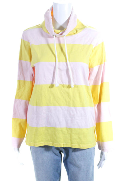 J Crew Womens Pink Yellow Striped Cowl Neck Pullover Sweatshirt Top Size M