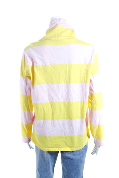 J Crew Womens Pink Yellow Striped Cowl Neck Pullover Sweatshirt Top Size M