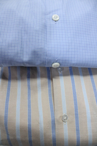 Proper Cloth Mens Cream Blue Striped Cotton Long Sleeve Dress Shirt Size 42 lot2