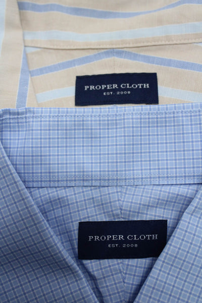 Proper Cloth Mens Cream Blue Striped Cotton Long Sleeve Dress Shirt Size 42 lot2