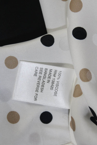 Etcetera Womens Spotted Print Sleeveless Split Hem Blouse Top White Size 14
