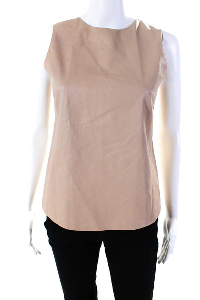 Vince Womens Semi Sheer Sleeveless Pullover Tank Top Blouse Beige Size 2