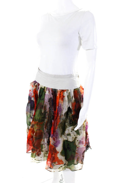 Edme & Esyllte Womens Silk Abstract Print Lined Midi Skirt Multicolor Size 6