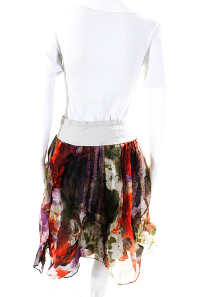 Edme & Esyllte Womens Silk Abstract Print Lined Midi Skirt Multicolor Size 6